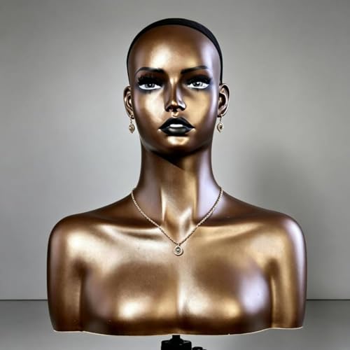 Maniquí de cabeza dorado con acabado liso para pelucas exclusivas 7