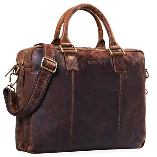 Porte-documents en cuir véritable grand modèle avec sacoche ordinateur portable quinze pouces