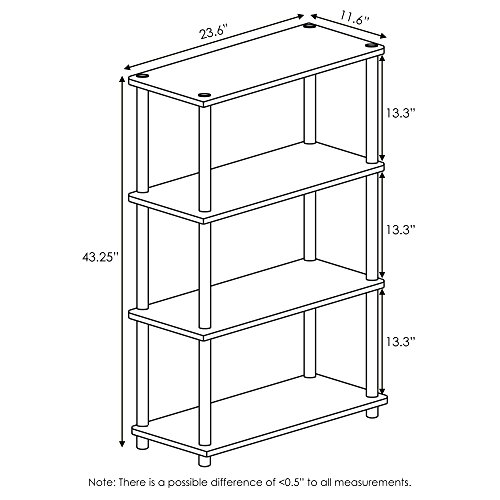 Image of Furinno Turn-N-Tube 4-Tier Multipurpose Shelf Display Rack, Round Tubes, Columbia Walnut /Black
