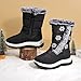 5.5-6 Years Baby Boy and Girls Snow Boots Fashion Side Zipper Plush Sherpa Lined Non-slip Mid-Calf Combat Booties