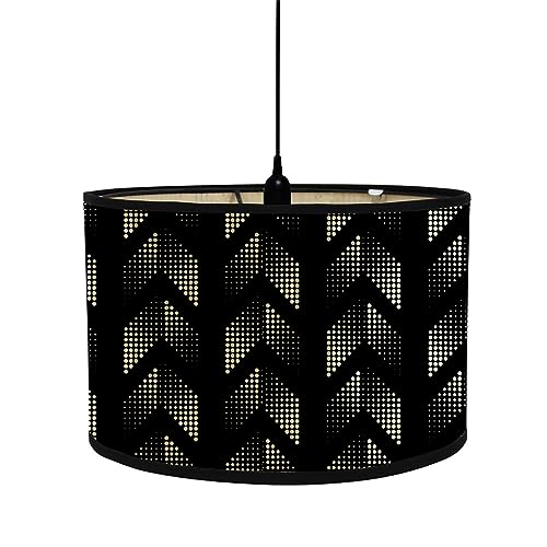 Morbuy Bamboo Lampshade for Table Lamp, Geometric Style Vintage Style Diameter 30cm Wooden Bedside Light Lampshade Light Shades Wall Light Lamp Shades, Desktop Accessories (Geometric Style)