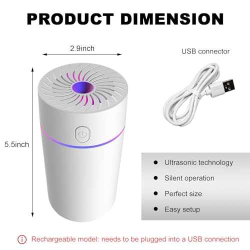 Image of DXNQ Car Fragrance Diffuser, USB-Powered Car Air Freshener Mist Humidifier Essential Oil Diffuser, Portable Car Air Freshener Aromatherapy Diffuser for Vehicle, Car Accessories (White)