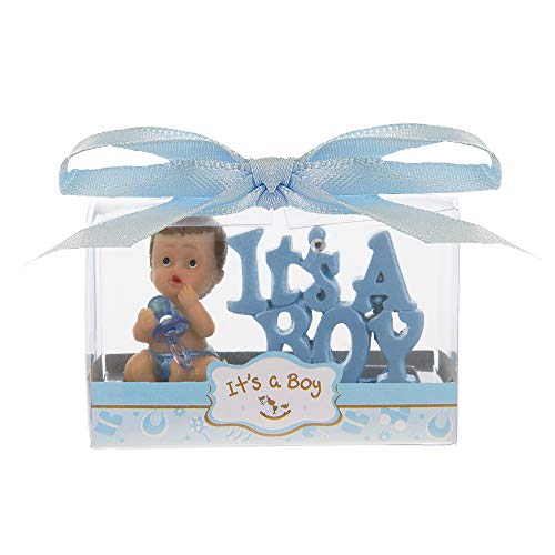 Mega Favors Keepsake Figurine 12 pcs Baby Boy Pacifier with Rhinestones Word | Awesome Decorations or Party Favors | for Pregnancy Announcements, Gender Reveals, Birthday and Special Celebrations