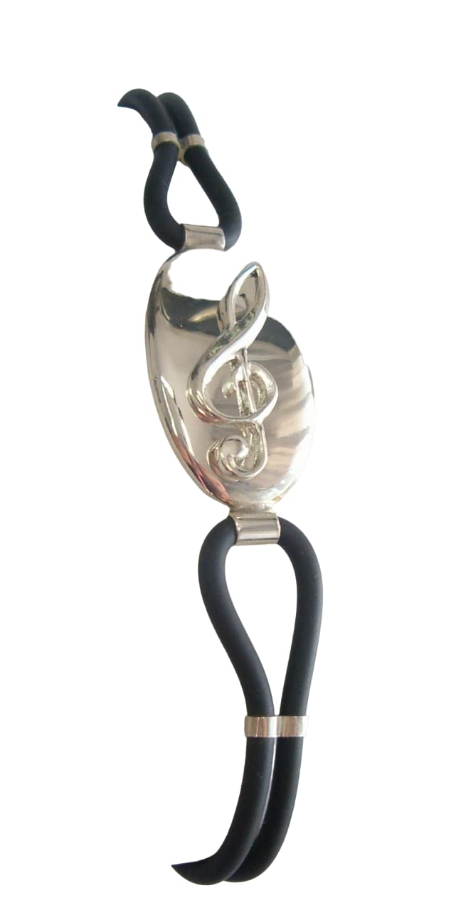 Chiave di Violino : Braccialetto in Argento 925 e Caucciù - Bracciale con Chiave di Sol - Musica - Musicista