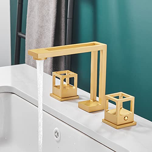 Robinet de lavabo 3 trous en laiton doré pour une salle de bains chic