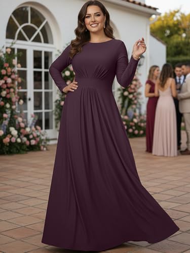 Image of KOH KOH Womens Long Sleeve Flowy Modest Elegant Evening Maxi Dress Gown
