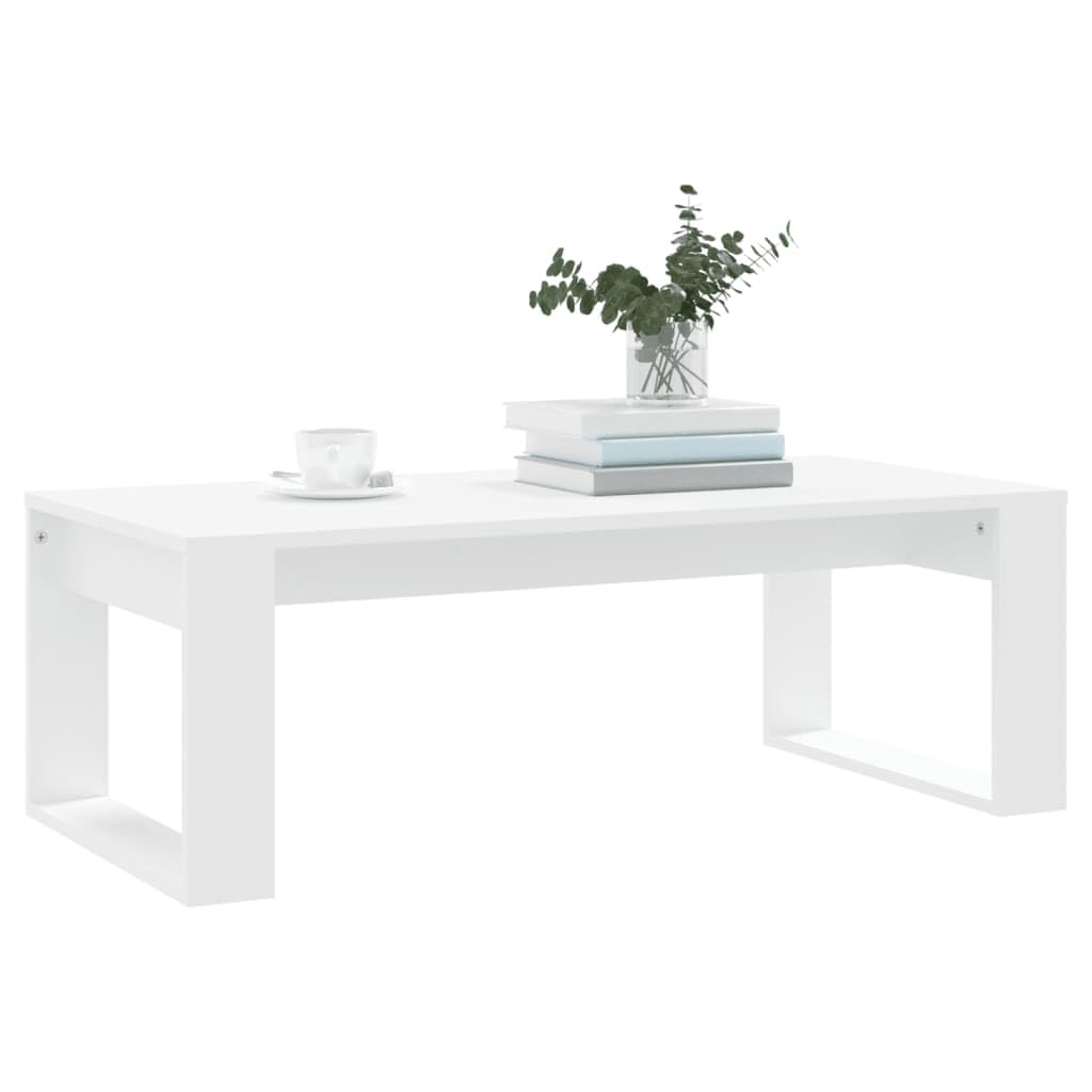 Mesa de centro blanca 102 x 50 x 35 cm, moderna mesa de salón de madera, práctica bandeja para aperitivos, bebidas, decoración, construcción estable