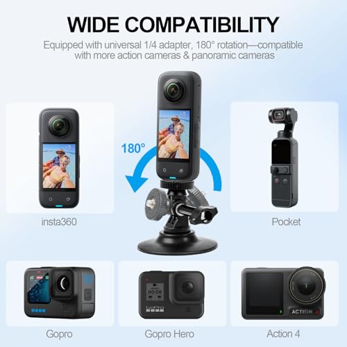 Menton adhésif compatible Insta360 X4 et GoPro, support casque flexible - 6