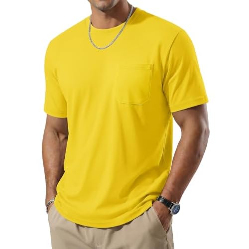 TACVASEN Men's Pocket T-Shirt UPF 80+ Short Sleeve Soft Crew Neck Lightweight Tee Summer Casual Basic Plain Tshirts