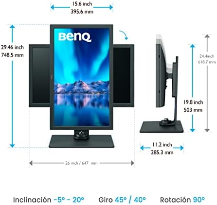 BenQ SW271C Photographer Monitor (AQcolor Technology, 27 inch, 4K UHD, AdobeRGB/P3 Wide Color, USB-C 60W, HDR, Hardware Calibration, Compatible for MacBook Pro M1/M2)