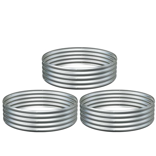 Image of 3Pack 4x4x1ft Galvanized Raised Garden Bed, Planter Raised Garden Beds Outdoor, Round Clearance Raised Garden Beds for Gardening Vegetables