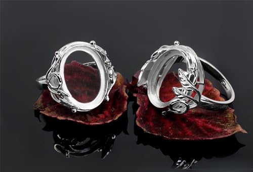 Silver Ring 13x18 mm Oval Blank – Rhodium Plated 925 Sterling Silver Bezel Setting Base | Cabochon Mounting for DIY Jewelry4