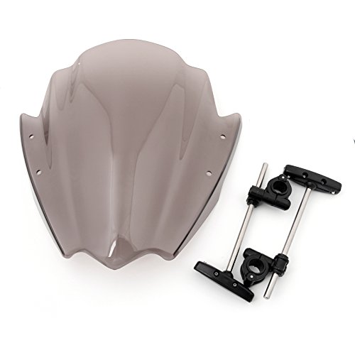 Bruce & Shark(ブルース・サメ）汎用 バイク スクリーン ウインドシールド パネル Φ22mm＆Φ25mm ハンドルバー 汎用 スモーク