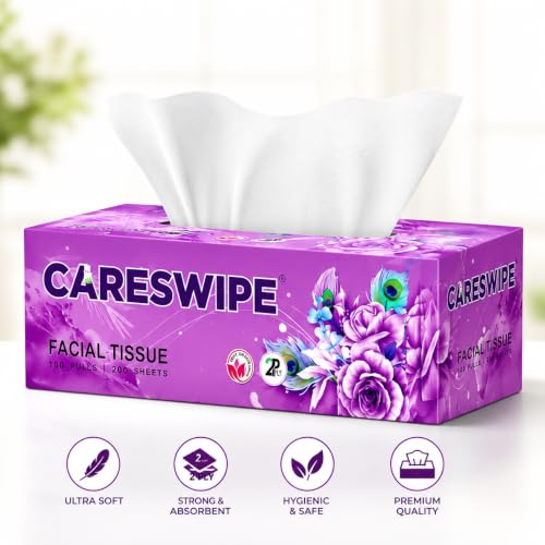Image of 2 Ply Facial Tissue Box | 600 Pulls | 100 Pulls X 6 Cartons | Soft And Highly Absorbent | 100% Natural Virgin Cellulose Fiber Soft & White Paper