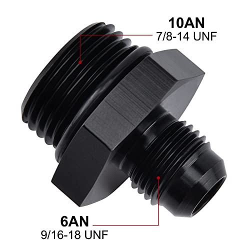Image of EVIL ENERGY 6AN Flare to 10AN ORB Male Fuel Rail Adapter Fitting Black 2Pcs