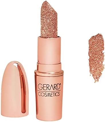 Gerard Cosmetics Glitter Lipstick - Highly Pigmented Formula Gives Metallic Finish - Glides Smoothly - Comfortable and Long-Lasting - Wear Alone or Layered Over Another Hue - Hollywood Blvd - .14 oz