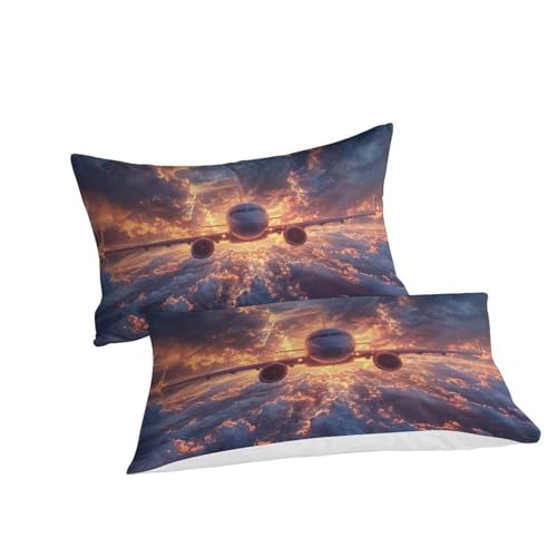 Housse de couette avion 140x200 anti-plis en microfibre zippée pour lit d'adolescent - 3