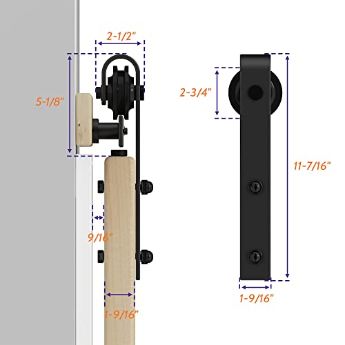 Image of SKYSEN 6FT Sliding barn Door Hardware kit, Barn Door Track, 1 /4 inch Thick Material- Combination Track- Smooth and Quiet- Easy to Install- Black (J Shape-5)