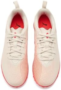 PUMA Unisex-Child Future 9 Play Turf Trainer Soccer Cleats, Sugared Almond- White-Ultra Red- Black AH26, 12