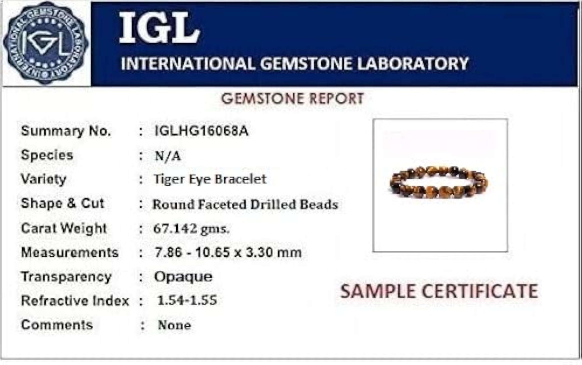 AA+++ Stretchable Tiger Eye Stone Bracelet, Original Certified