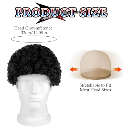 Aomig Funky Afro Wig, 3 Pcs Disco Hippie Costume, Hippie Costume Set, Novelty Men Short Curly Afro Wig, 60s 70s Hippy Fancy Dress Mens Accessories, Mens & Womens Pop Hippie 70s Disco Fever Hair Black Aomig Funky Afro Wig, 3 Pcs Disco Hippie Costume, Hippie Costume Set, Novelty Men Short Curly Afro Wig, 60s 70s Hippy Fancy Dress Mens Accessories, Mens & Womens Pop Hippie 70s Disco Fever Hair Black