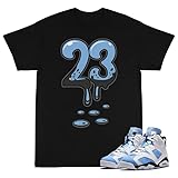 Shirt for Jordan 6 Retro UNC White University Blue Matching Sneaker Tee Black 23 / Large