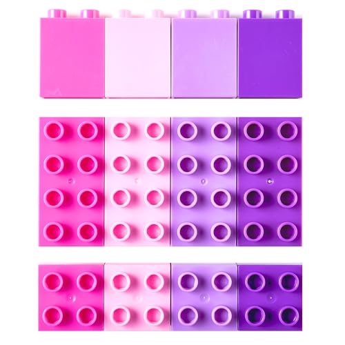 Strictly Briks Big Briks - Kinder Bausteinset - 100 % kompatibel mit großen Bausteinen - Rosa, Magenta, Lavendelfarben & Lila - 84 Teile
