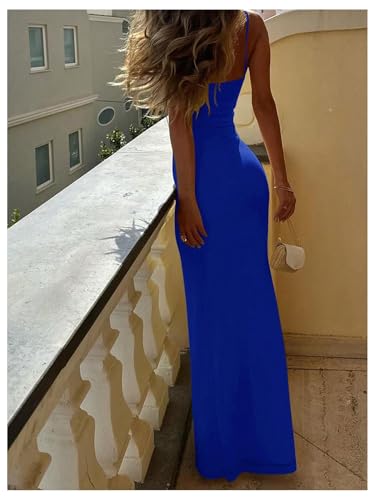 Image of SOLY HUX Women's Elegant Mesh V Neck Bodycon Maxi Dress Summer Cocktail Party Wedding Guest Long Cami Sundresses