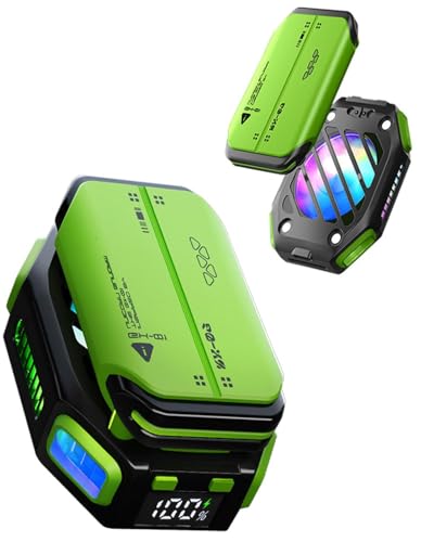 Image of Cubonic X111 Magnetic Mobile Cooling Fan with Mountable Battery Pack(1.5 hr bacup), RGB Light for Mobile Gaming, Live Streamin -Green