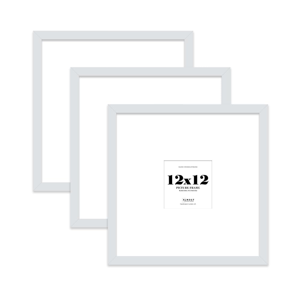 12x12 Light Grey Picture Frame with Large Mount for 4x4 Photos, Prints - Modern Square Wall Frame, Set of 3 — image 1