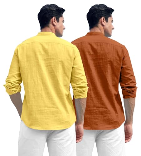 Image of Zombom Men's Kurta || Chinese Collar Long Sleeves || Straight Hip Length Kurtas || Short Kurta for Men || for Festival || Function || Occasion Wear Fancy Kurta for || Best Gifts for Men