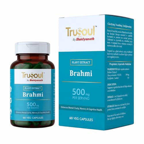 Image of Baidyanath TruSoul Brahmi 60 Veg Capsules | Helps Enhances Mental Clarity, Memory & Cognitive Health | Pure Herbs for Mind Wellness | Promotes Mind Relaxation (Pack of 2)