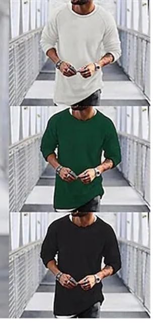 Men's Crew Neck Long Sleeve Sweater Solid Color Casual Knit Top for Winter Comfortable Wear2