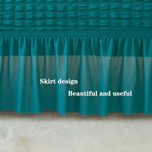 Housse de canapé élastique extensible seersucker doux bleu