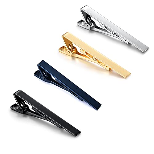 Bekecidi 4 Piezas Clips de Corbata, Clips de Barra de Corbata para Hombre, Clips de Corbata Clásicos, Juego de Alfileres de Corbata, para Boda, Fiesta, Reunión (4 Colores)