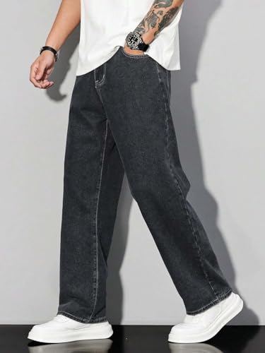 Image of KOTTY Mens Solid|Mid Rise| Coin Pocket|Button|Ankle Length|Loose Fit|5 Pocket Jeans for Mens