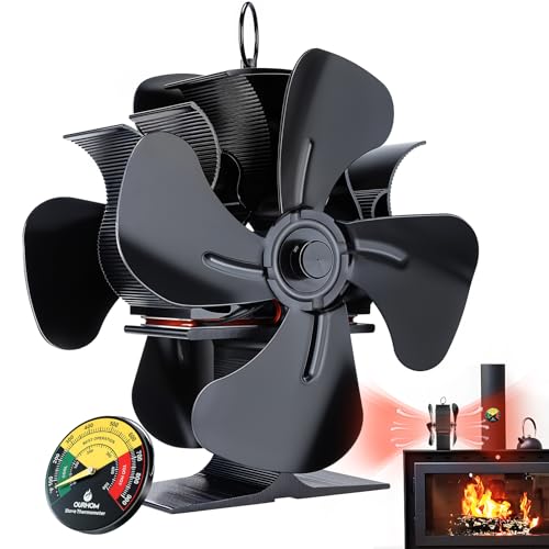 Ourhom Wood Stove Fan, Double-sided Fireplace Fan Heat Powered