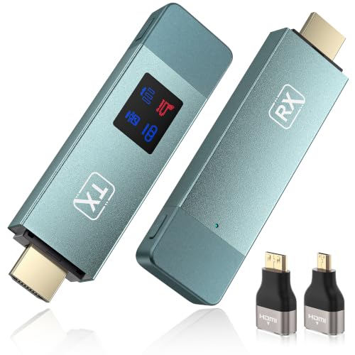HDMI Wireless Transmitter and Receiver 98 FT/30M Stabile Verbindung 2 4G/5G tragbarer Wireless HDMI mit LED-Bildschirm Plug & Play für Streaming Video Audio File von Laptop PC zu HDTV (Grün)