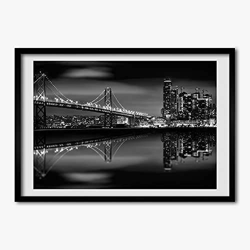Cadre photo 70x50 cm San Francisco la nuit tableau moderne MDF