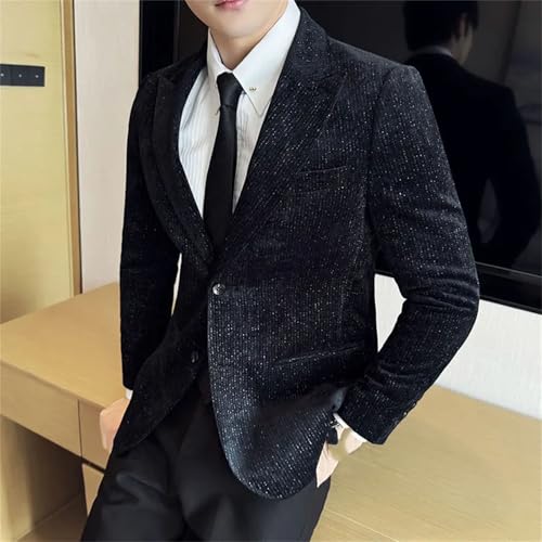 Men's Golden Velvet Suit Jacket Fashion Plaid Blazer Business Casual Suits Coats2