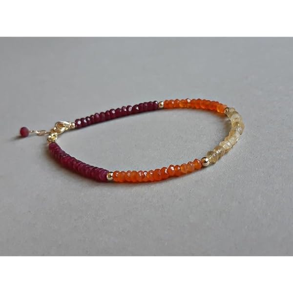 LKBEADS citrine bracelet rondelle 5mm faceted 9inch Sterling Silver Stacking Beaded Bracelet, Simple Layering, Dainty Gemstone Bracelet, Fine Jewelry, Minimalist,