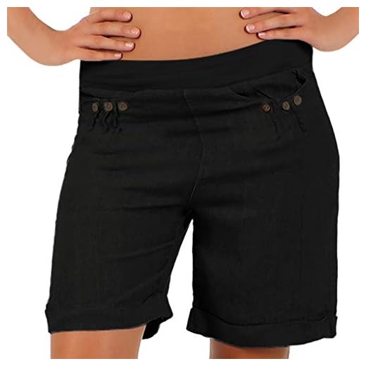 FAMILIZO Pantalones Cortos Mujer Básicos Gimnasio Pantalones Cortos Mujer Verano Deporte Ajustados Cintura Alta Short Yoga Pantalones Calientes Mid Waist Tallas Grandes S~5XL (S, Negro)