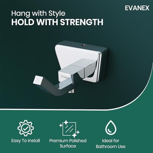 Image of EVANEX Rob Hook, 304 Grade Stainless Steel, Wall Towel Hooks Coat Hook, Chrome Robe Hook, Door Hanger Towel Robe, Clothes Cabinet Closet Sponges Hook for Bathroom & Kitchen (Aquarius)