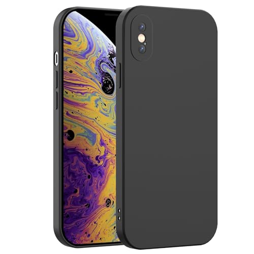 Honara Silicone Case for iPhone XS Max Full Camera Protection Slim Liquid Silicone Phone Bumper Cover Soft Touch Antiskid DustProof Shockproof Drop-Resistant Anti-Scratch Cases (Black)