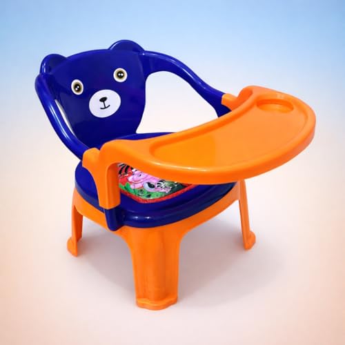Image of MY LITTLE TOWN Kids Feeding Chair| Musical Chu Chu Chair| Baby Chair| 4-36 Months| Baby Chair| Portable| Booster seat (Blue with Orange)