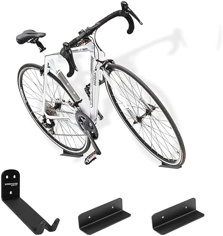 Venzo Bike Bicycle Cycling Pedal Wall Mount Indoor Storage Hanger Stand - Hook Rack Holder - with Tire Brackets - Great for Garage and Shed (1)