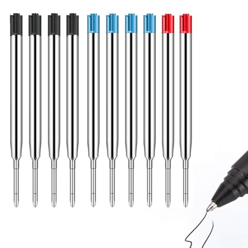 1,🖋️【Stile impeccabile】 MEXRUMI presenta 10 ricariche di metallo intercambiabili in nero (4), blu (4) e rosso (2). Ideali per appunti, lettere, diari e schizzi. Perfetti per scuola, ufficio e casa. Dimensioni: punta 1mm.