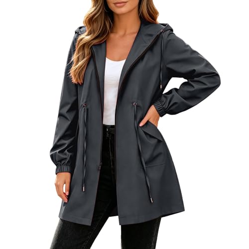 Abrigo para exteriores transpirable de mujer con capucha y diseño de gabardina ligera