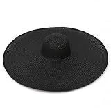 De Gran tamaño de Sombrero de Paja de Verano de Las Mujeres Sombrero de Packable Gran Visera de Sol de la Playa de Hat (Color : B, Tamaño : los 56-58Cm)