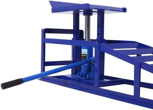 2 Pack Car Ramps - 5T Hydraulic High Lift Service Vehicle Ramps Heavy Duty Steel Automotive Truck Wheel Ramps for Oil Changes with Support Jack for DIY Repair Stores Auto Beauty Stores (Blue, A)